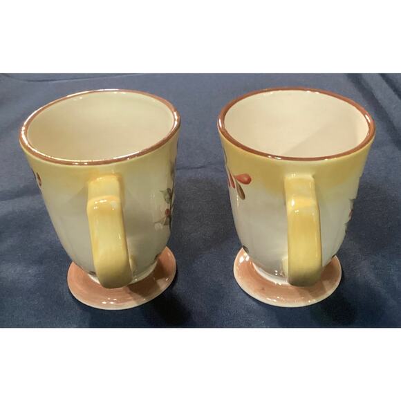 Set of 2 Better Homes & Gardens Tuscan Retreat Footed Coffee Mugs Cups - Picture 5 of 12